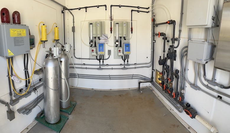 inside of a fiberglass chlorination / dechlorination station