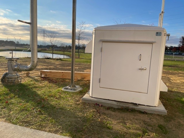 Fiberglass shelter protecting biogas blower