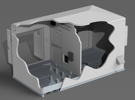 illustration of a two-room chemical feed building