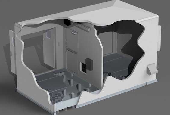 drawing of a two-room chemical feed building