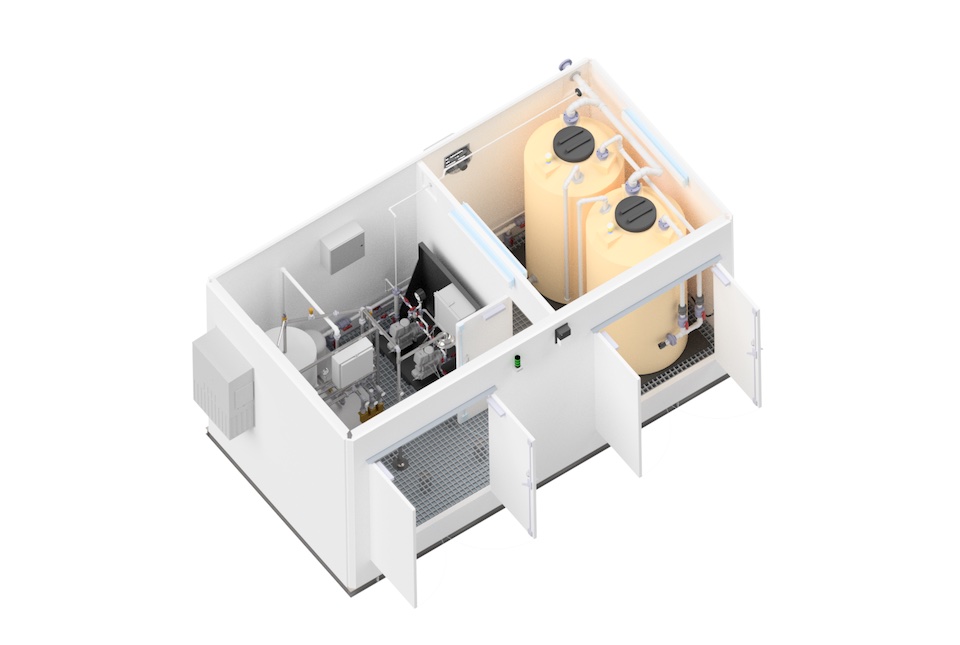 cad drawing fiberglass equipment shelter with containment floor