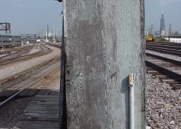 Side shot of old concrete railroad shelter