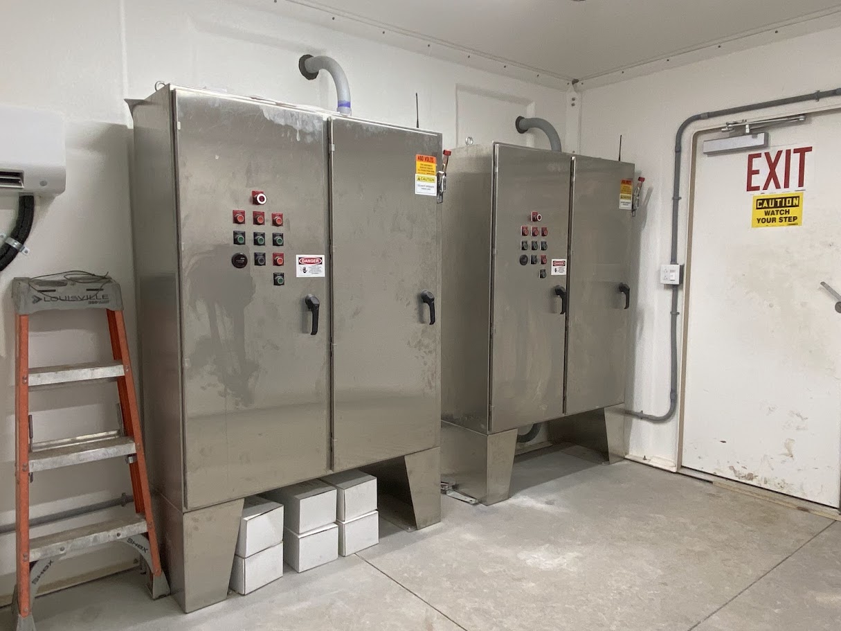 Interior of a fiberglass electrical building