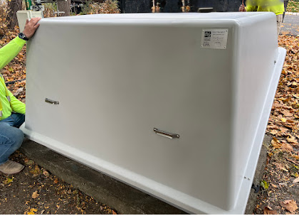 Fiberglass cabinet for natural gas regulation station