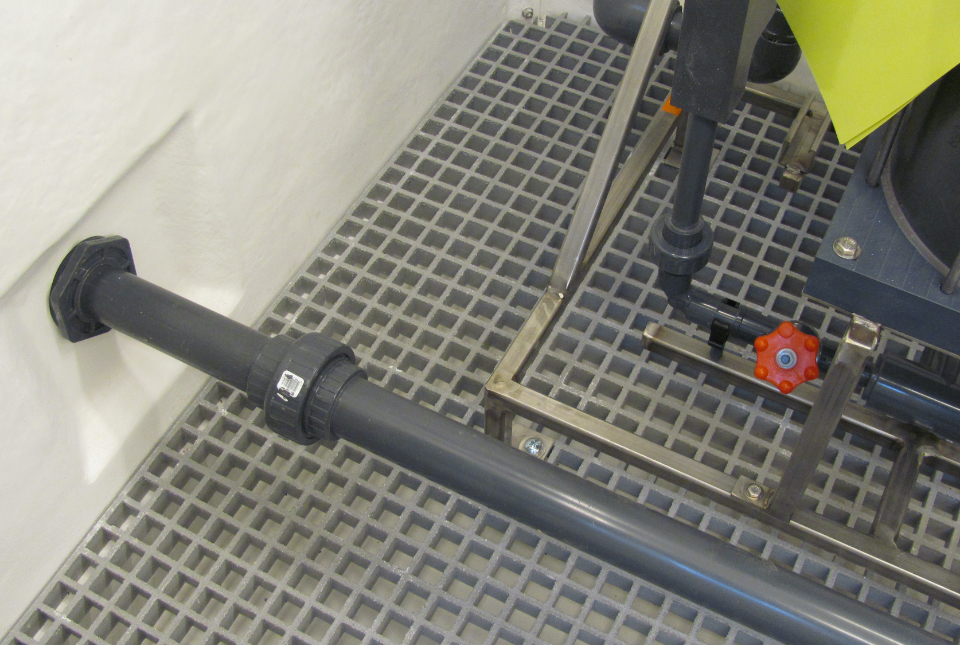 close up of a containment floor in equipment shelter