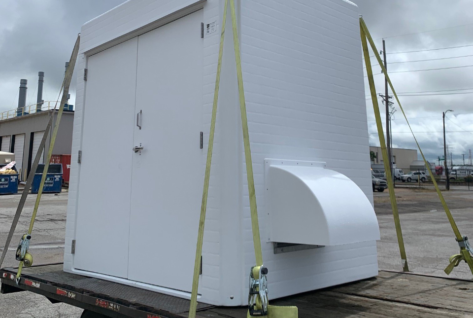 fiberglass shelter for nuclear equipment, fiberglass industrial shelter for the nuclear industry, fiberglass equipment shelter, nuclear equipment shelter, nuclear equipment enclosure