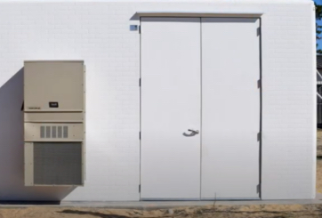 custom fiberglass shelter with oversized doors