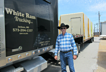 Truck Delivery of fiberglass shelter, fiberlass building