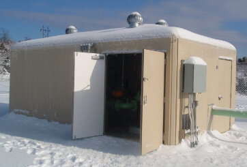 fiberglass shelter with double doors